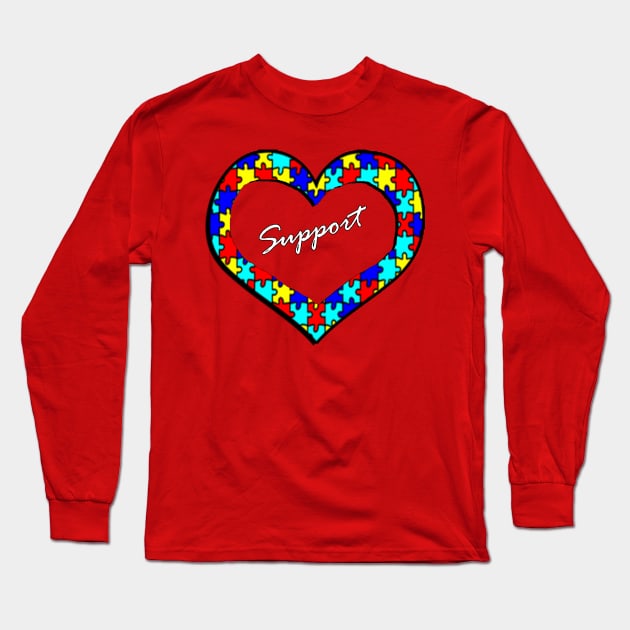 Autism Support Puzzle Heart Design & Quote Inspirational LOVE Gifts Long Sleeve T-Shirt by tamdevo1